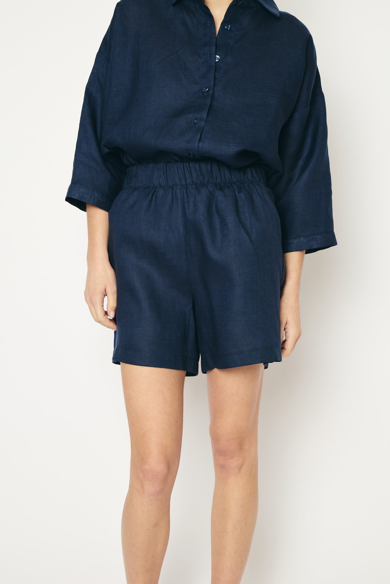 RE/BORN Antwerp Dea Evergreen Linen trousers Dark Blue