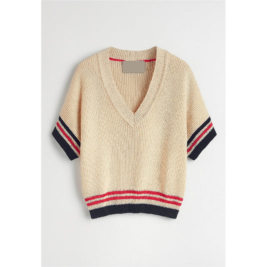 RE/BORN Antwerp Edith blouse/ top Crème/Forest Green