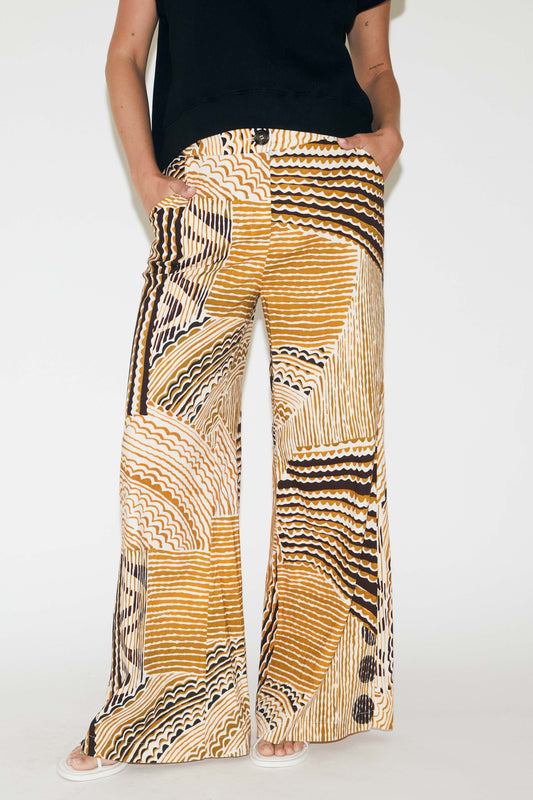 RE/BORN Antwerp Eleanor Abstract Print trousers Abstract Geometry Oker