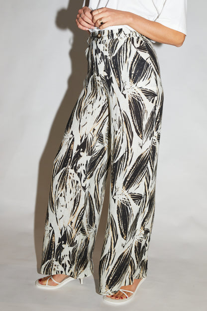 RE/BORN Antwerp Eleanor Print trousers Black Leaf Pint