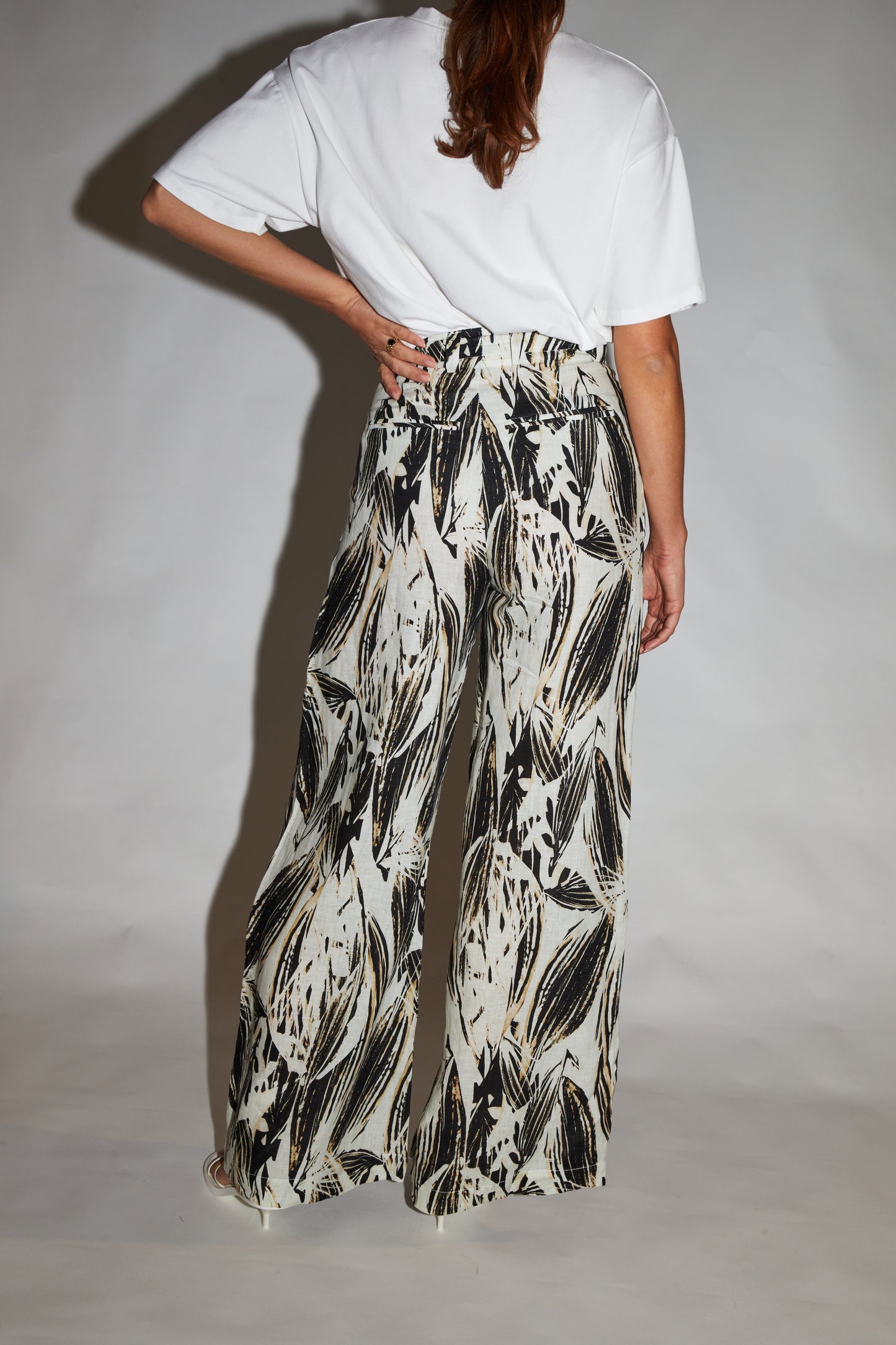 RE/BORN Antwerp Eleanor Print trousers Black Leaf Pint