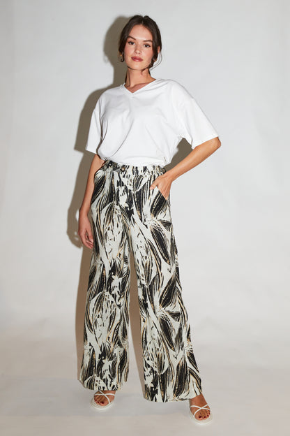 RE/BORN Antwerp Eleanor Print trousers Black Leaf Pint