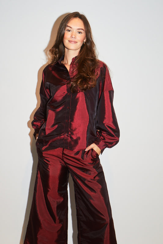 RE/BORN Antwerp Flora Taffeta blouse/ top Berry
