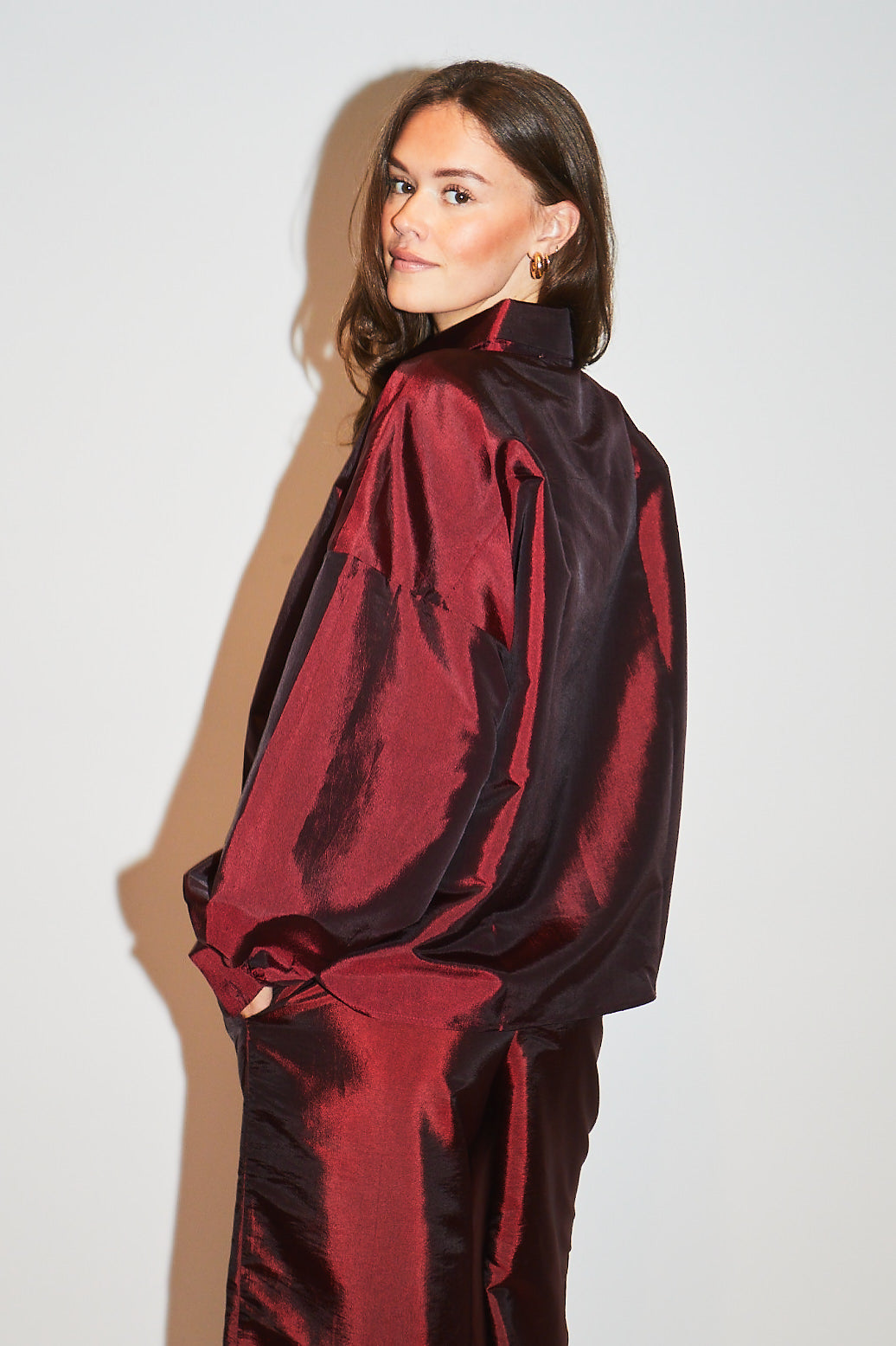 RE/BORN Antwerp Flora Taffeta blouse/ top Vino