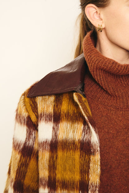RE/BORN Antwerp Kaia coat Brown Check