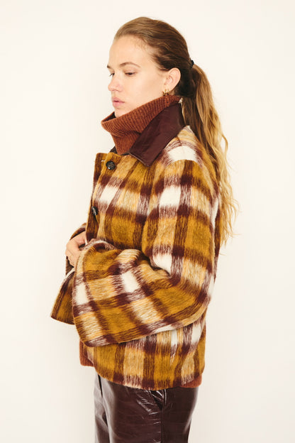 RE/BORN Antwerp Kaia coat Brown Check