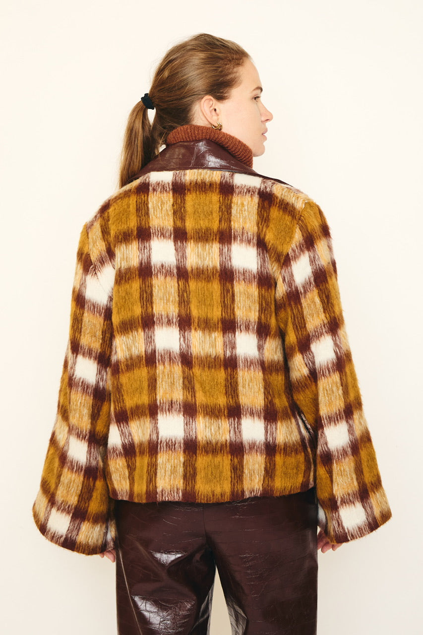 RE/BORN Antwerp Kaia coat Brown Check
