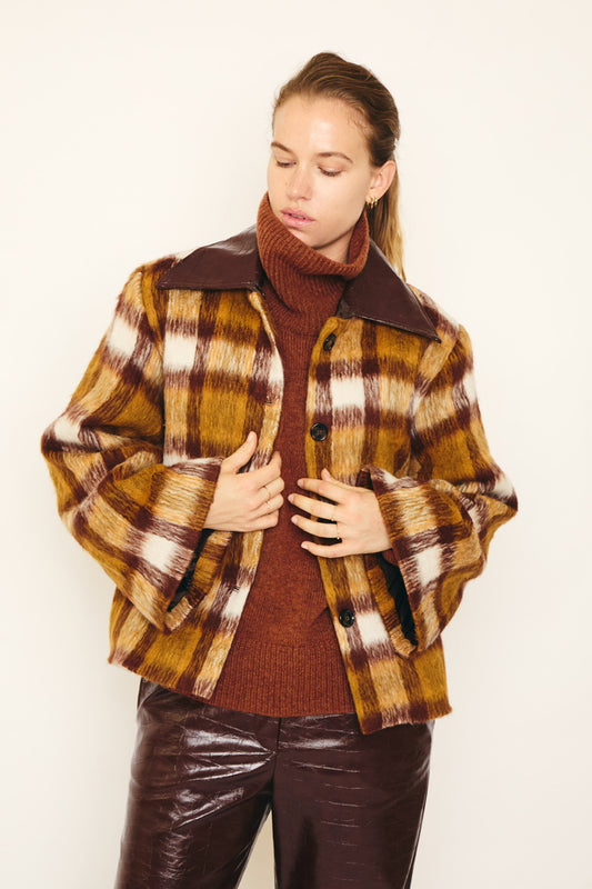 RE/BORN Antwerp Kaia coat Brown Check