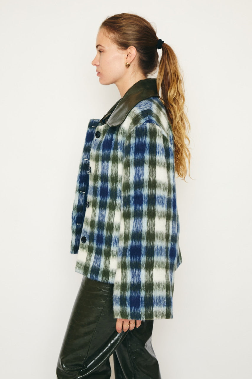 RE/BORN Antwerp Kaia coat Military/ Dark Blue Check