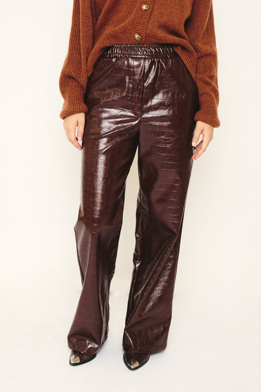 RE/BORN Antwerp Maggy Croco trousers Croco Brown