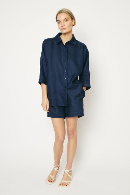RE/BORN Antwerp Maïté Evergreen Linen shirt