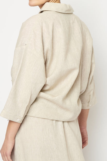 RE/BORN Antwerp Maïté Evergreen Linen shirt Raw Linen
