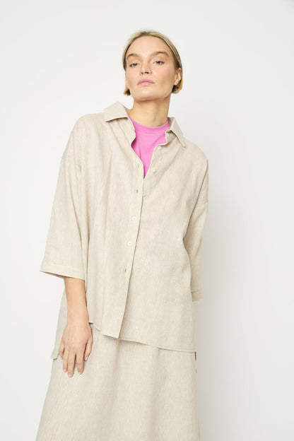 RE/BORN Antwerp Maïté Evergreen Linen shirt Raw Linen