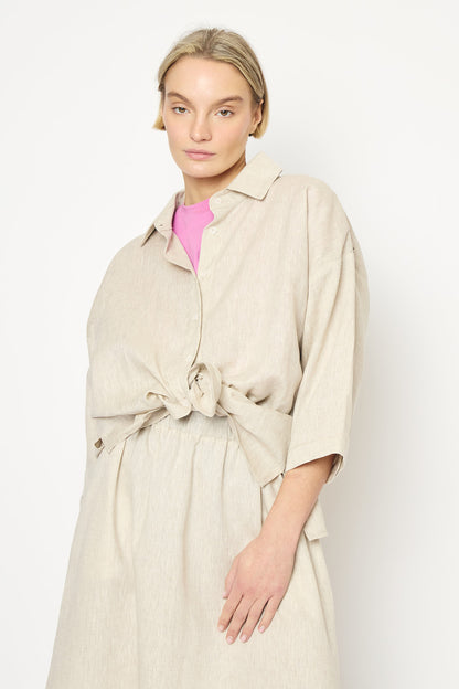 RE/BORN Antwerp Maïté Evergreen Linen shirt Raw Linen