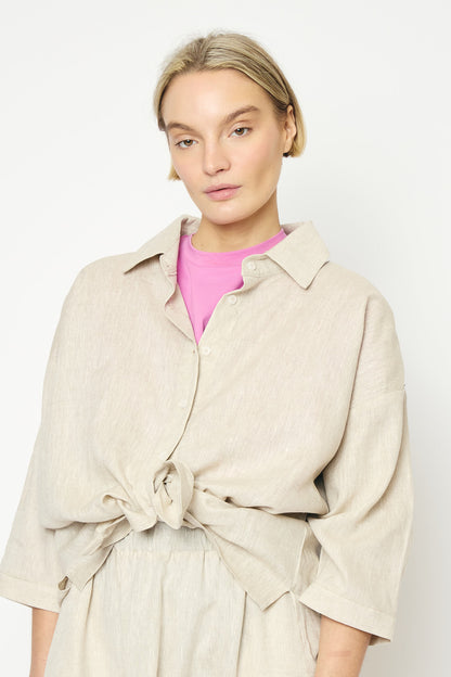 RE/BORN Antwerp Maïté Evergreen Linen shirt Raw Linen