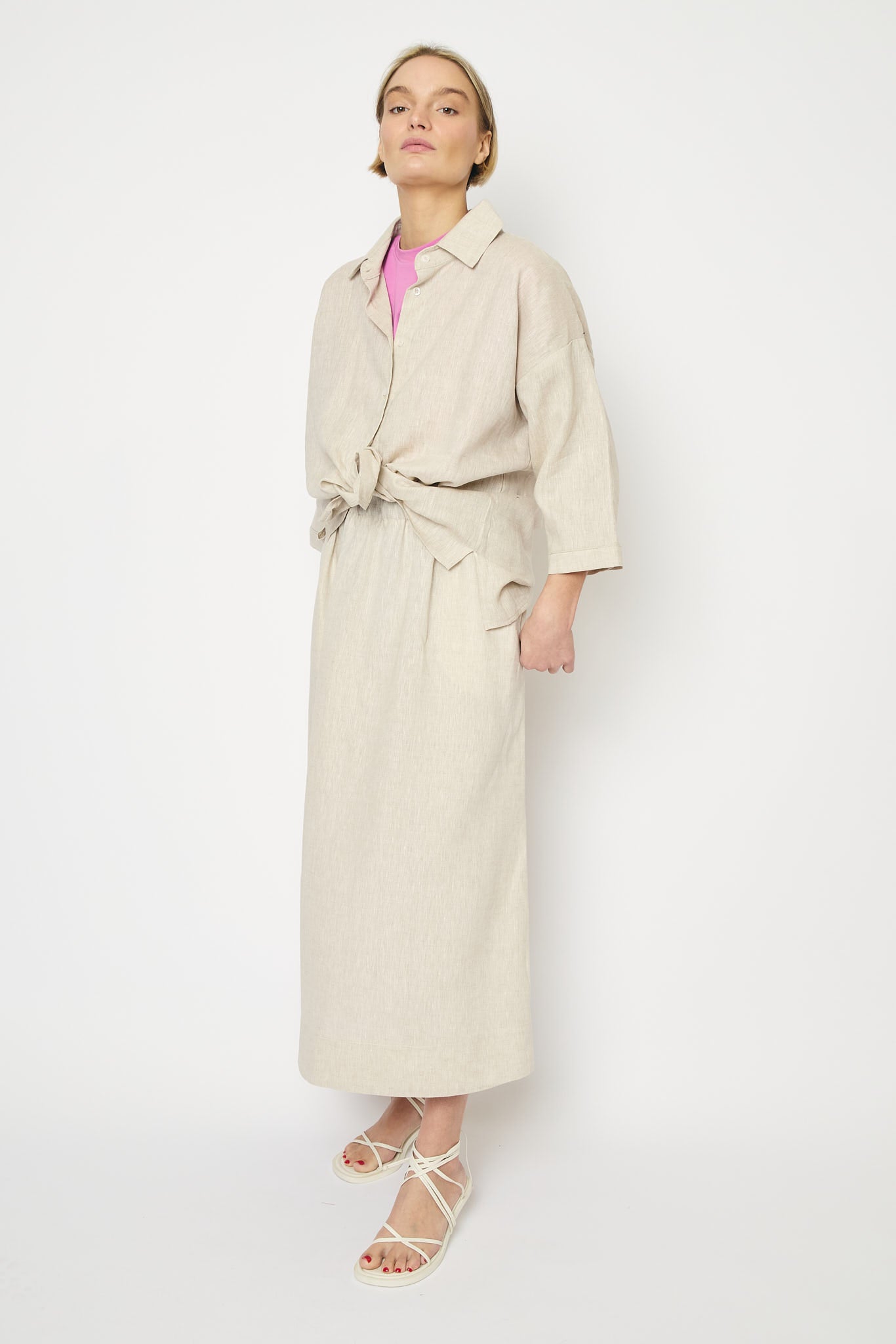RE/BORN Antwerp Maïté Evergreen Linen shirt Raw Linen
