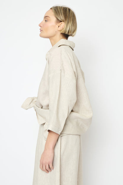 RE/BORN Antwerp Maïté Evergreen Linen shirt Raw Linen