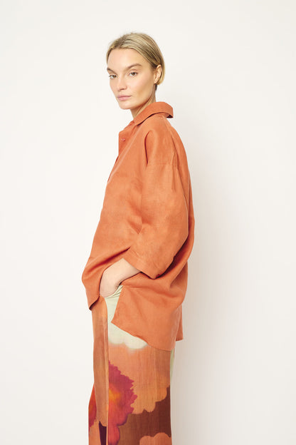 RE/BORN Antwerp Maïté Evergreen Linen shirt Tangine Orange