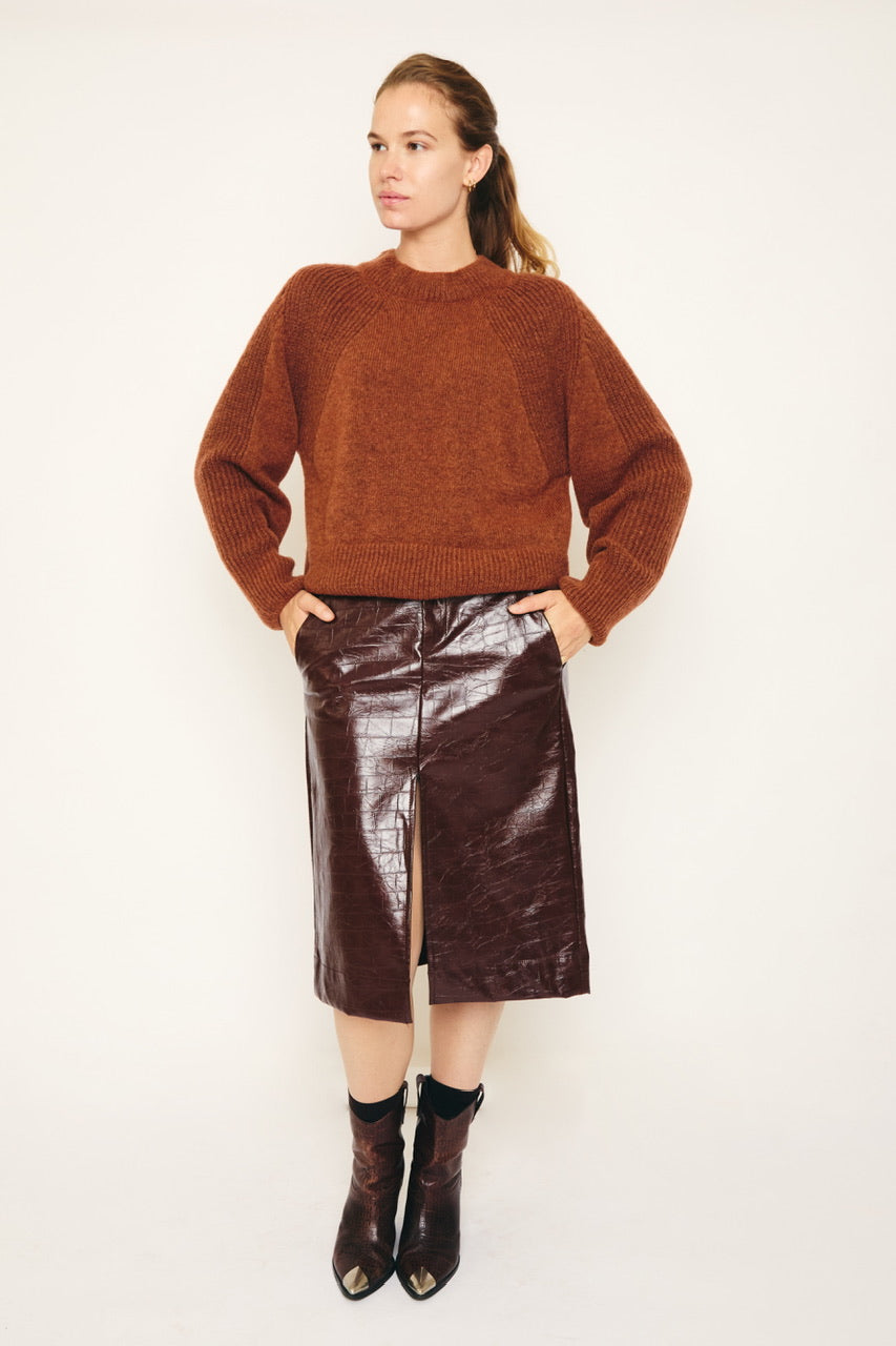 RE/BORN Antwerp Odette ronde hals sweater Burnt Brown
