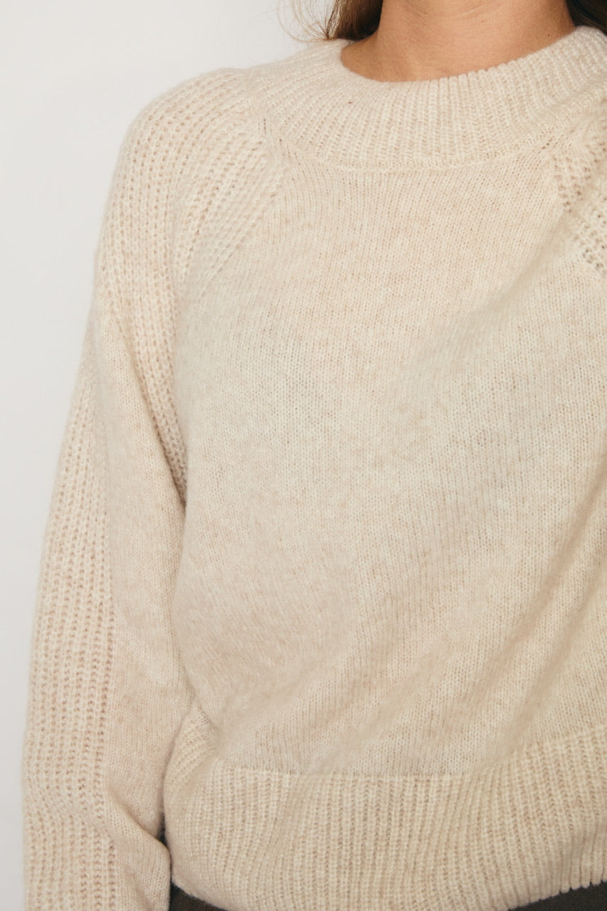 RE/BORN Antwerp Odette ronde hals sweater Crème Stone