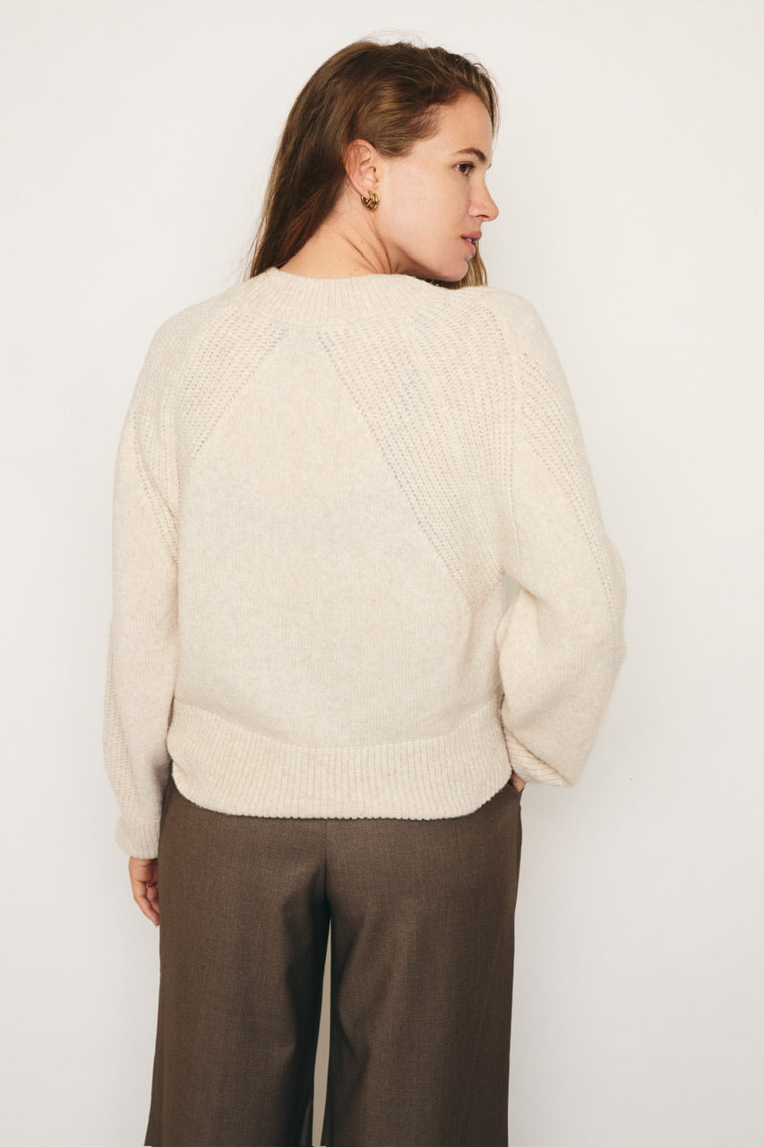 RE/BORN Antwerp Odette ronde hals sweater Crème Stone