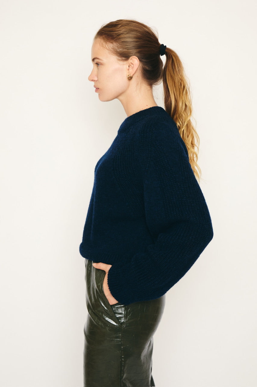 RE/BORN Antwerp Odette ronde hals sweater Dark Blue
