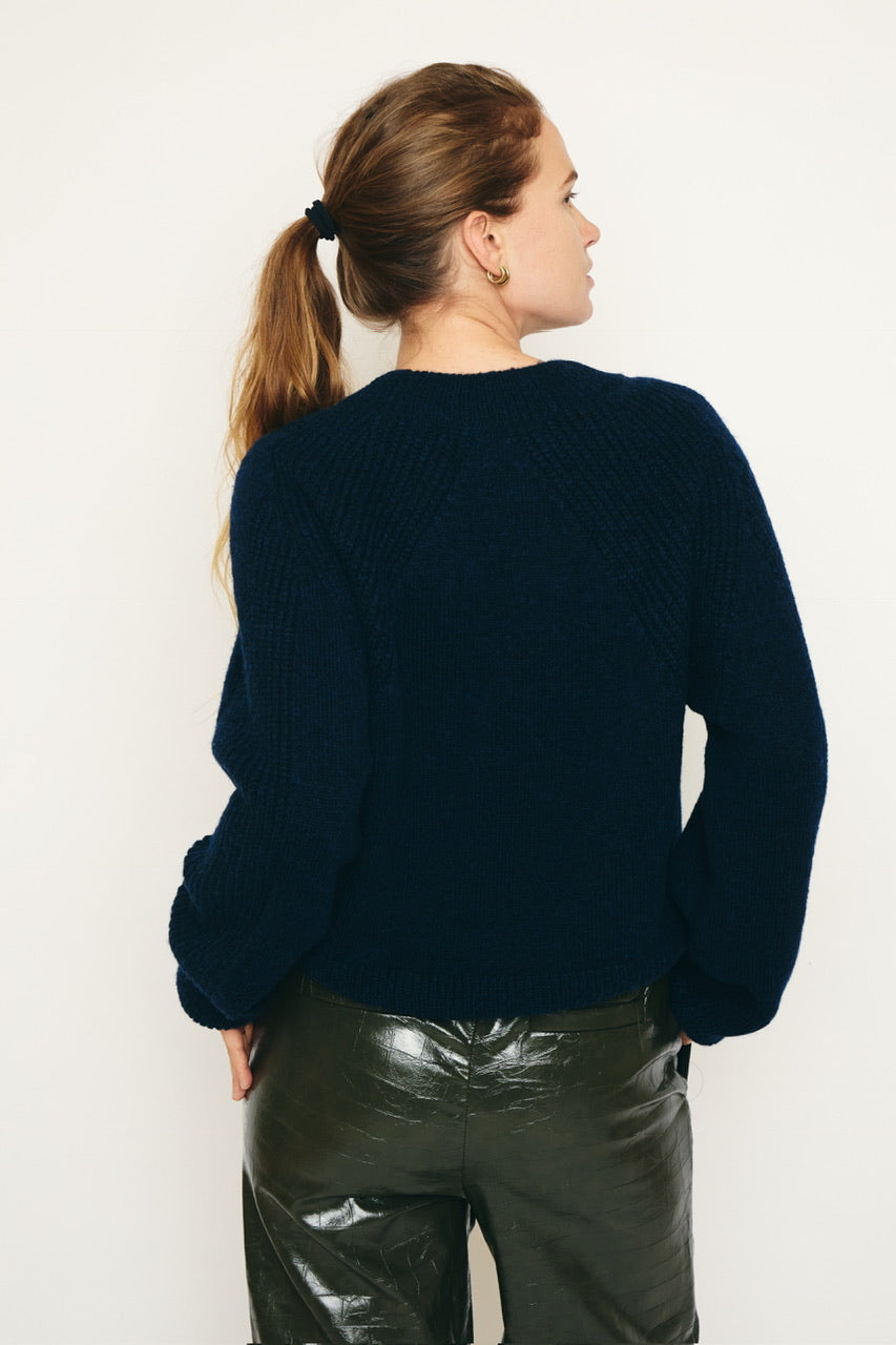 RE/BORN Antwerp Odette ronde hals sweater Dark Blue