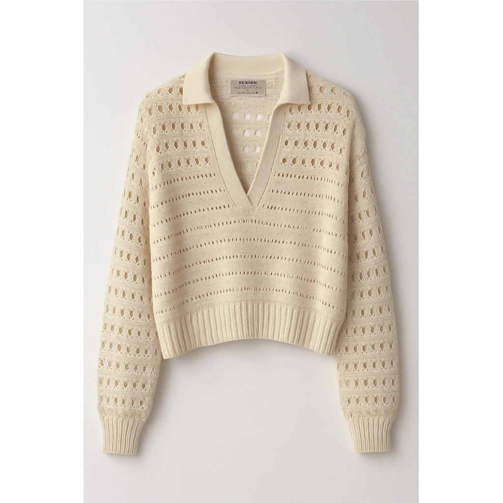 RE/BORN Antwerp Ona Crochet blouse/ top Crème