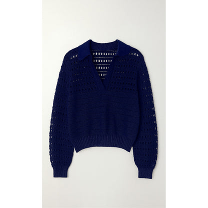 RE/BORN Antwerp Ona Crochet blouse/ top Dark Blue
