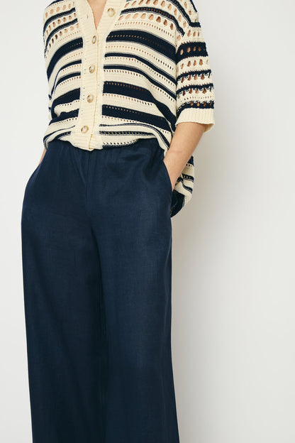RE/BORN Antwerp Tina Evergreen Linen trousers Dark Blue