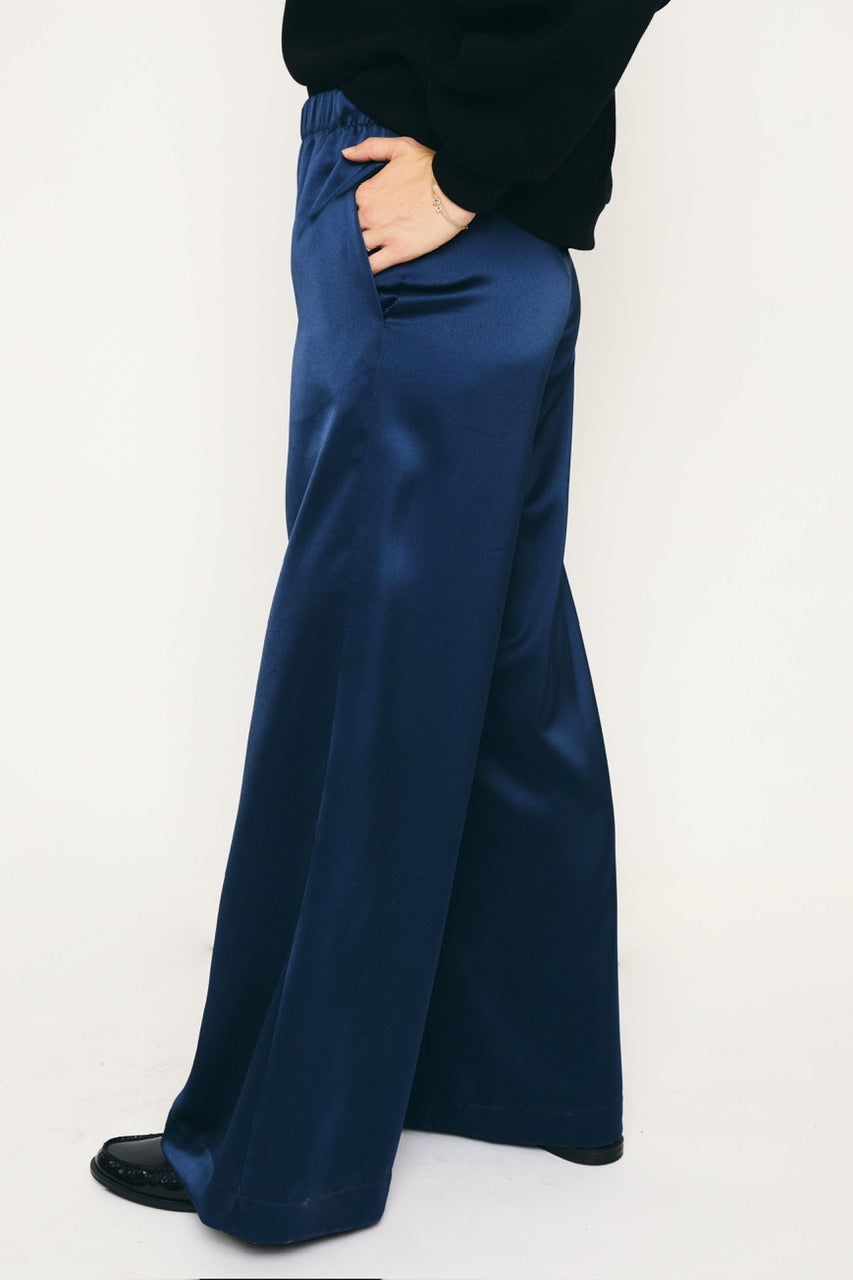 RE/BORN Antwerp Tina Satin trousers Dark Blue