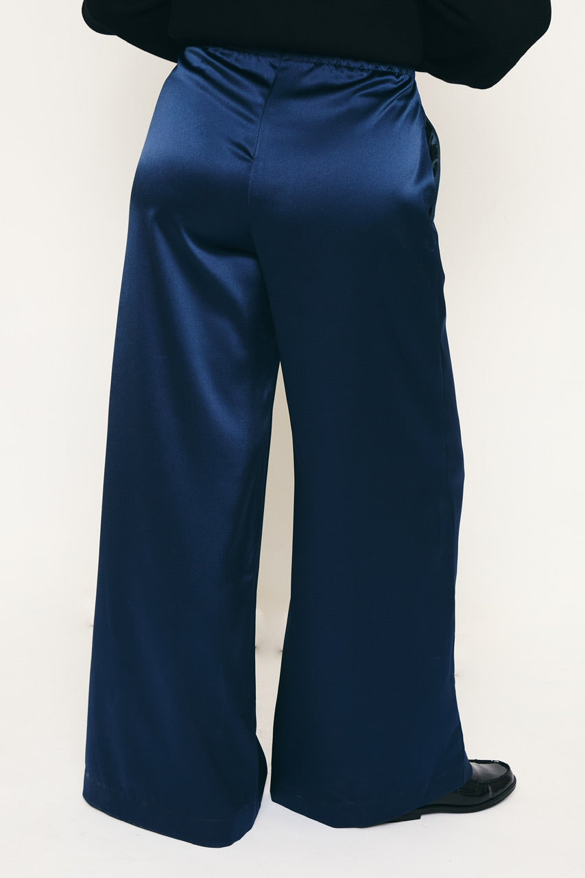 RE/BORN Antwerp Tina Satin trousers Dark Blue