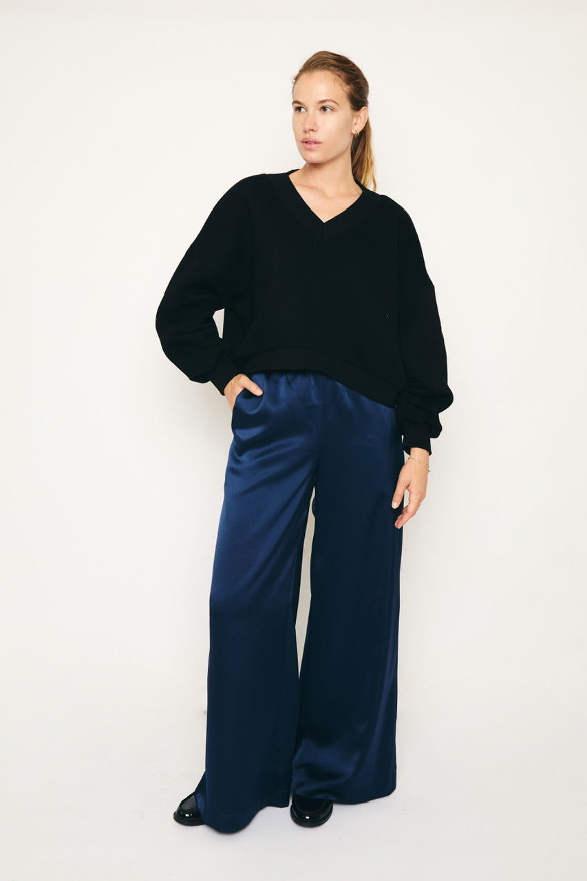 RE/BORN Antwerp Tina Satin trousers Dark Blue