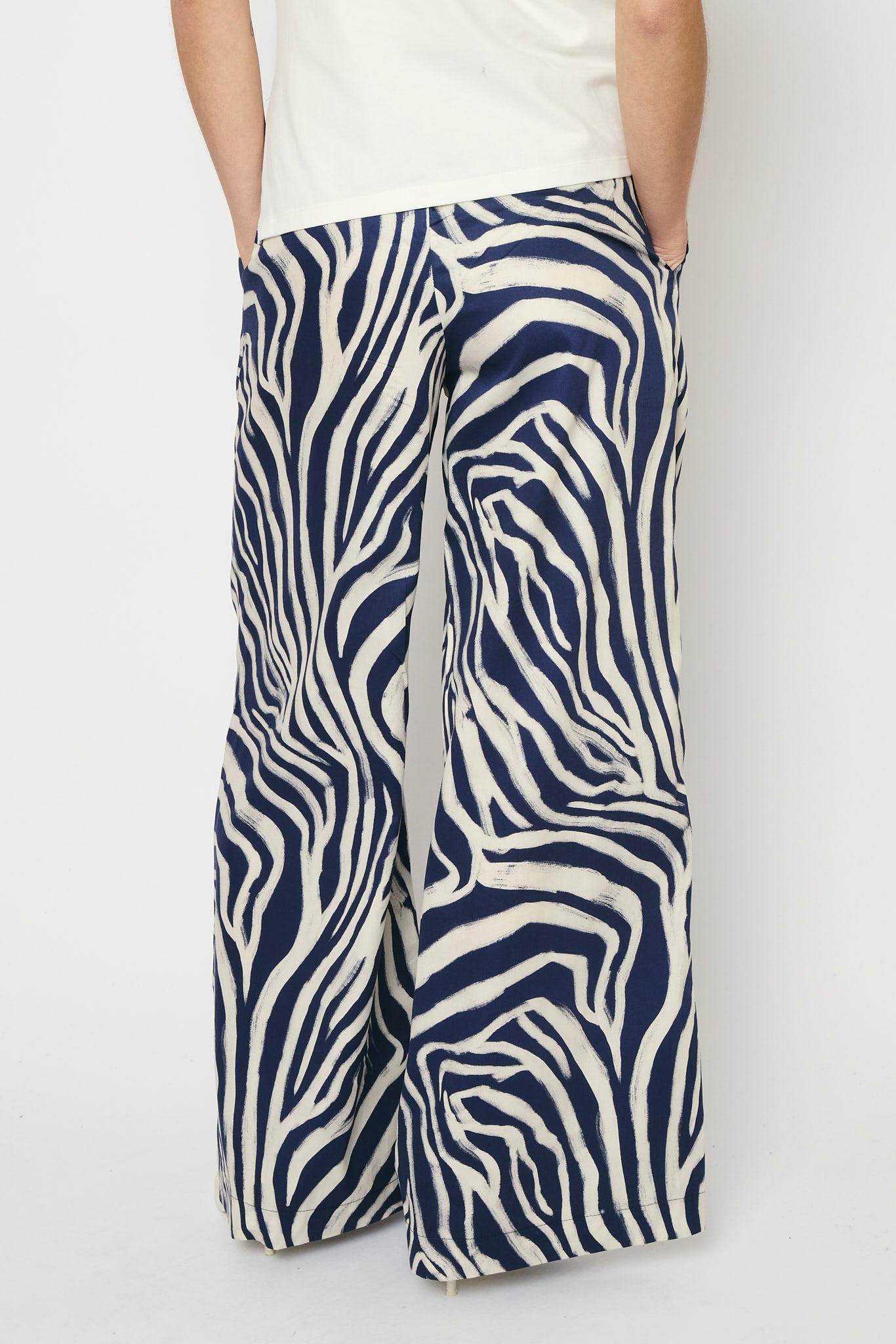 RE/BORN Antwerp Tina Zebra Print trousers Zebra Dark Blue