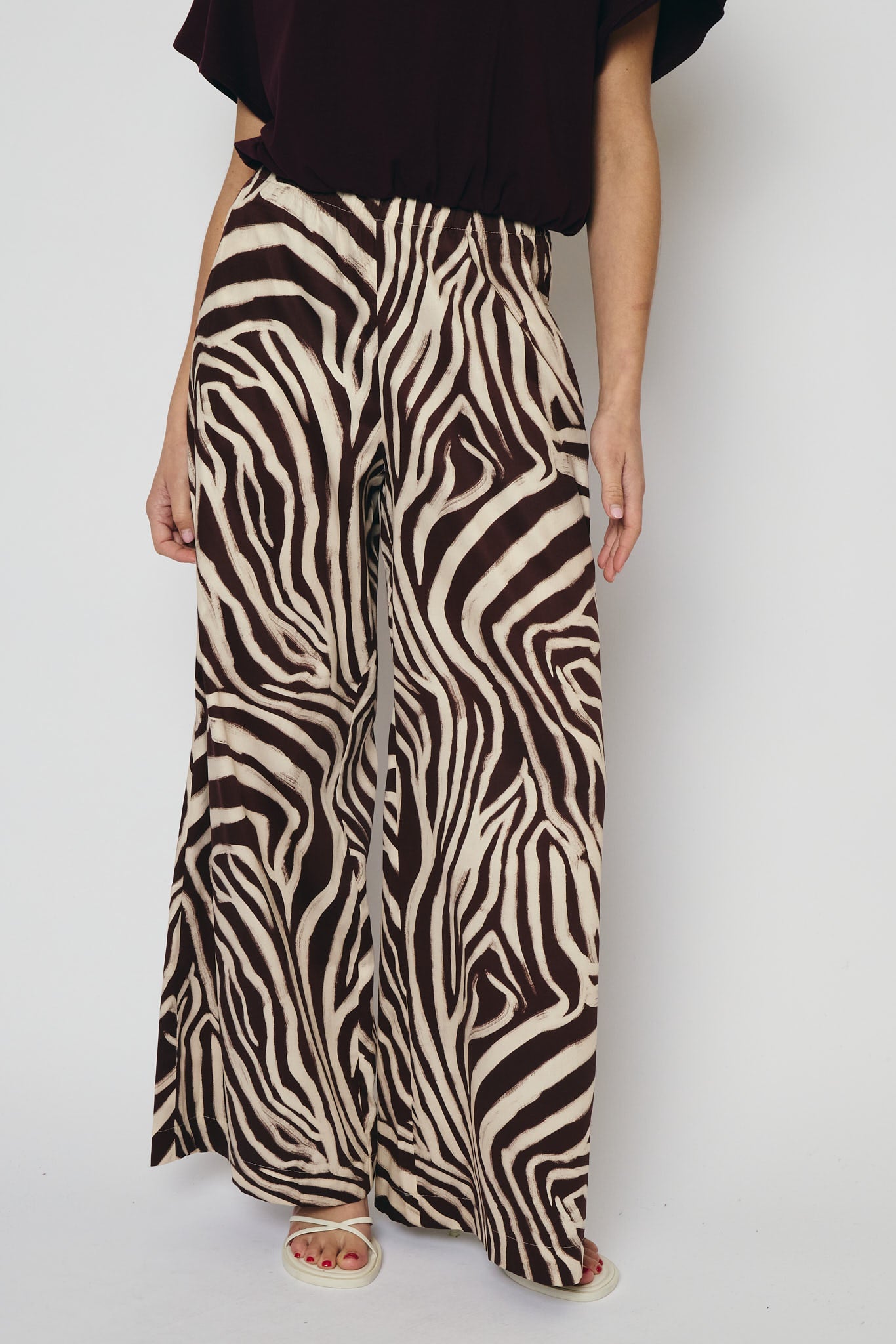 RE/BORN Antwerp Tina Zebra Print trousers Zebra Vino/Brown