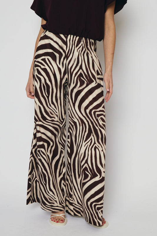 RE/BORN Antwerp Tina Zebra Print trousers Zebra Vino/Brown