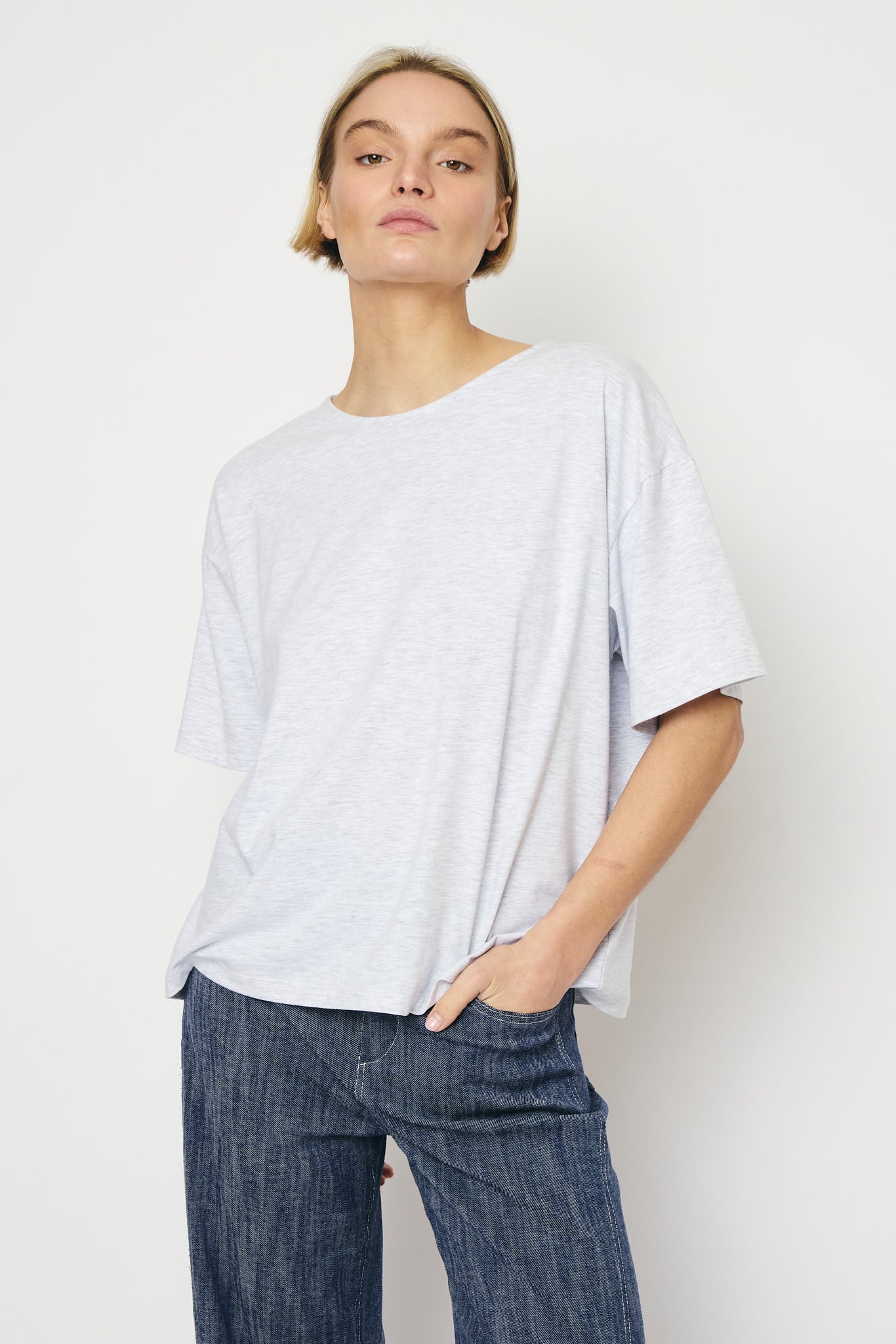 RE/BORN Antwerp Zoe t-shirt White Melange