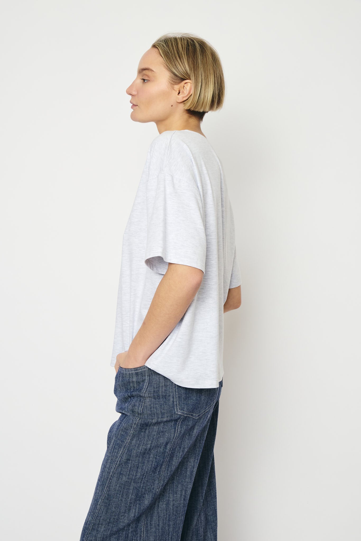 RE/BORN Antwerp Zoe t-shirt White Melange